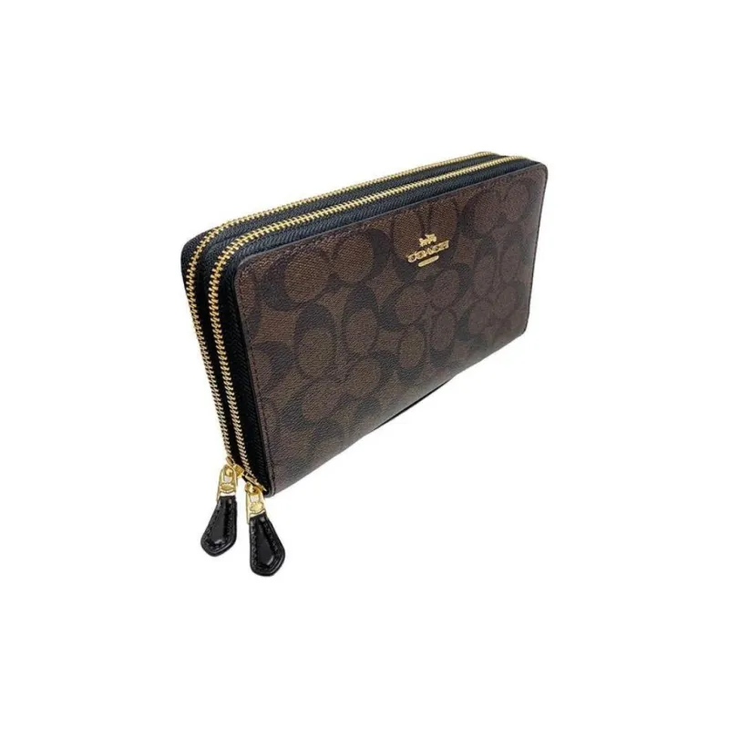 COACH Canvas With Leather Clutch Wallet Men's Brown-3