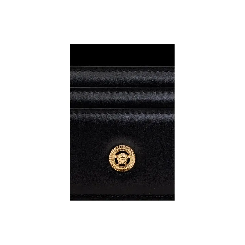 VERSACE Leather Card Holder Men's Black-2