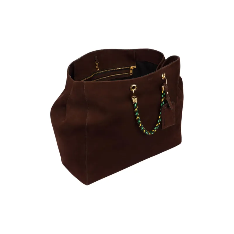 MOSCHINO Suede Tote Bag Shopping Bag Shoulder Bag Crossbody Bag Handbag Large Size Women's Deep Red-2