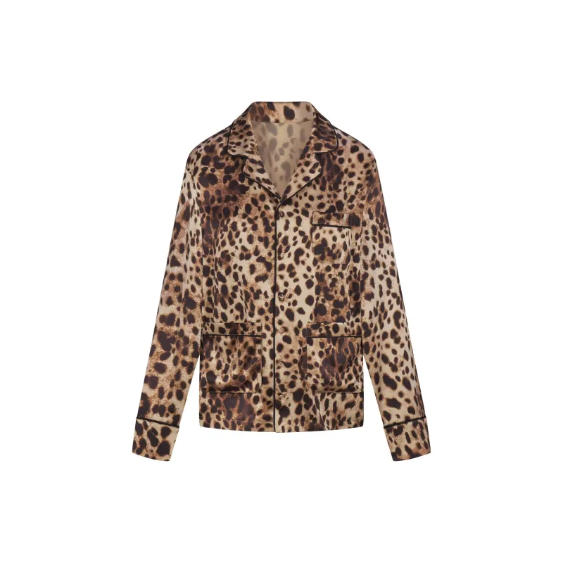 Skims X Dolce&Gabbana Cotton Jersey Long Sleeve T Shirt Leopard-1