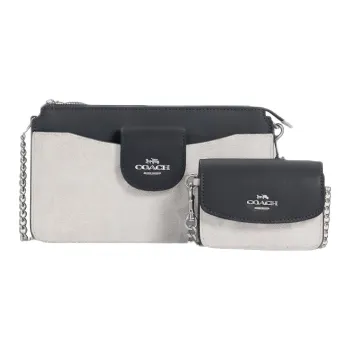 COACH POPPY Cow Leather 2-in-1 Card Holder Combo Bag Crossbody Bag Women's White Monogram & Black
