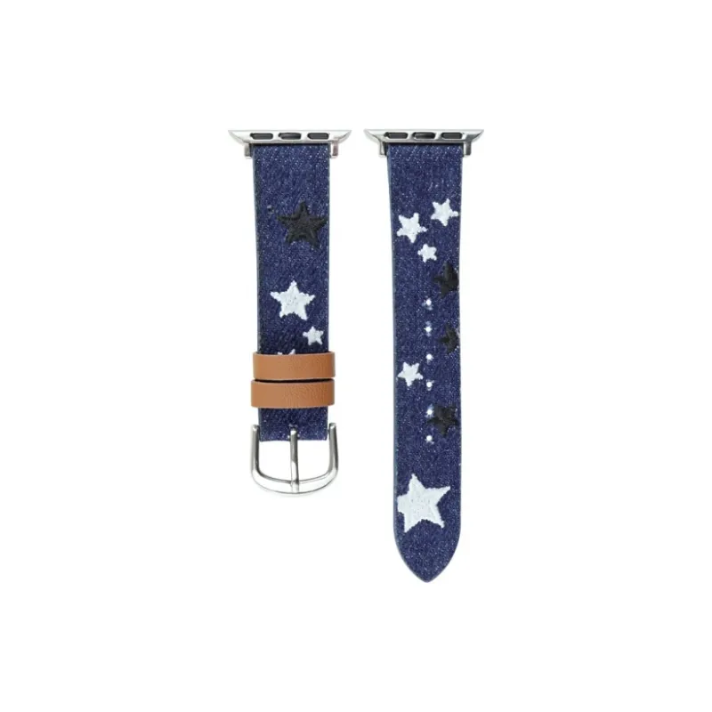 CHRROTA Watch Band Compatible With All Devices 46mm Denim Canvas Leather Material-6