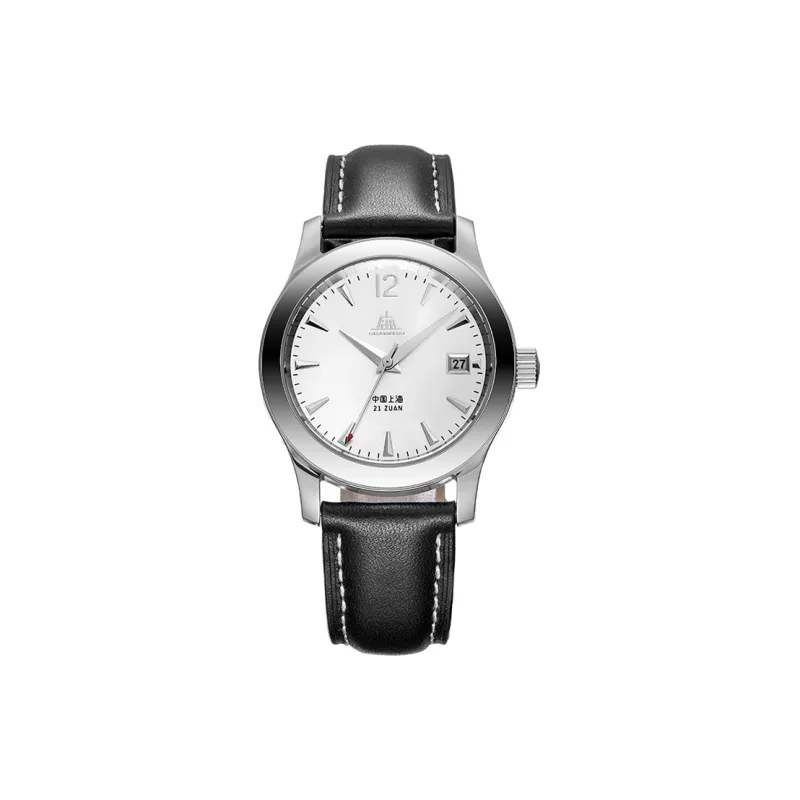 SHANGHAI Tribute Collection Automatic Mechanical Movement Cowhide Strap Men's Watches White Dial-0