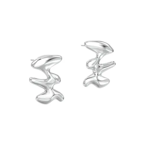 Mistova JEWELRY White Gold Plated S925 Silver Wilderness Hoop Earrings Women's