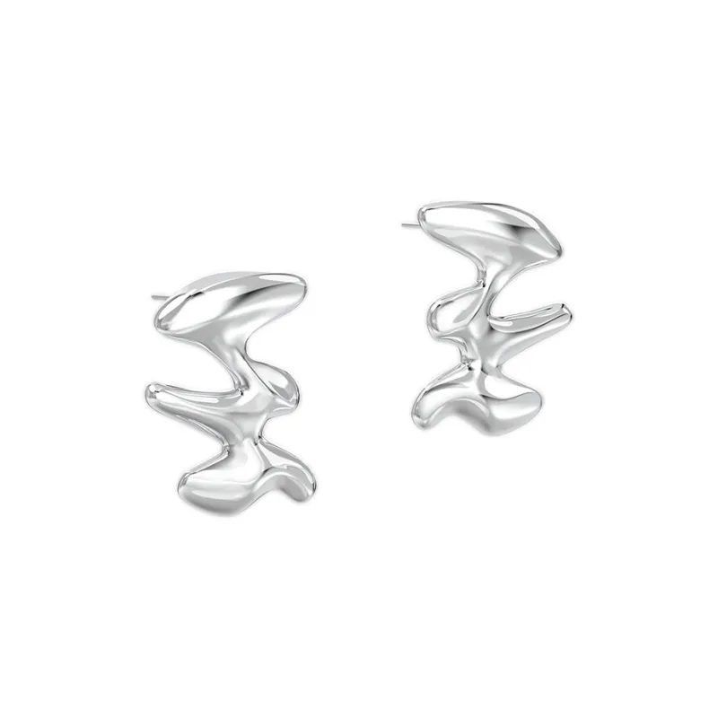 Mistova JEWELRY White Gold Plated S925 Silver Wilderness Hoop Earrings Women's-0