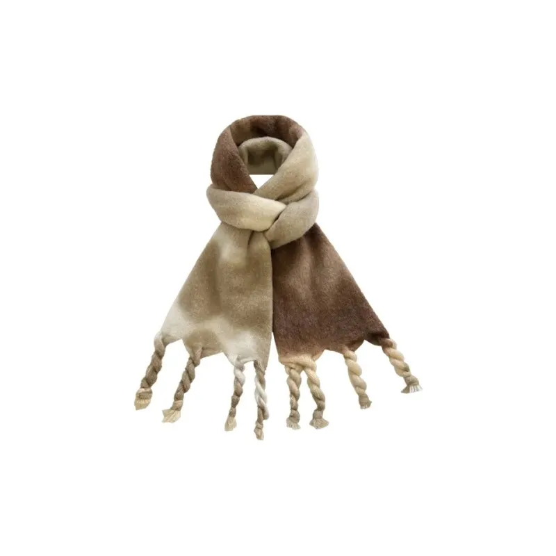 PISHUSHU Acrylic Knit Scarves Unisex Pink Series Yellow Series Brown Series-4