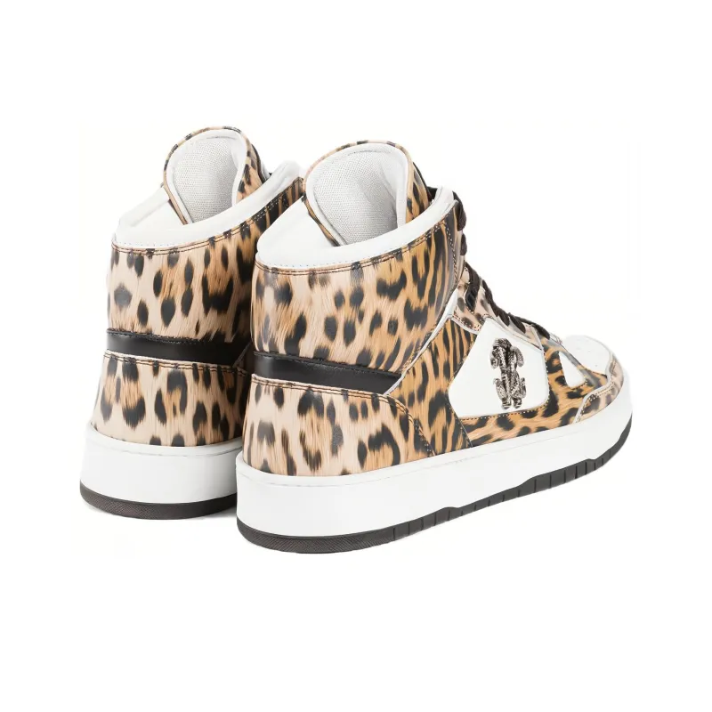 Roberto Cavalli High-Top Skateboard Shoes Men's Brown-3