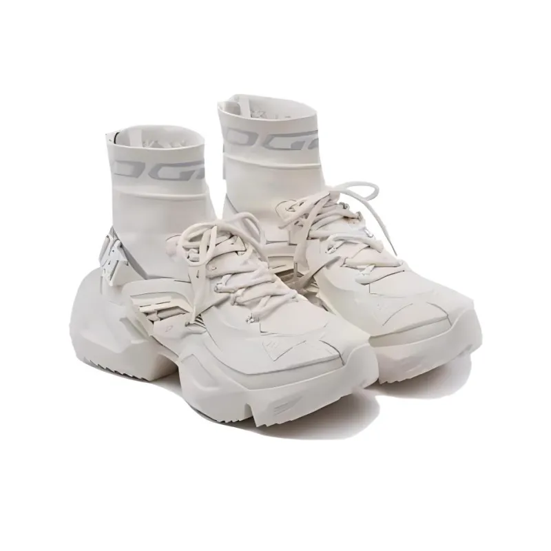 OGR MECHA Coutrue Mecha Fashion Apparel Collection Slip Resistant Coverage High Top Casual Shoes Unisex Apricot-3