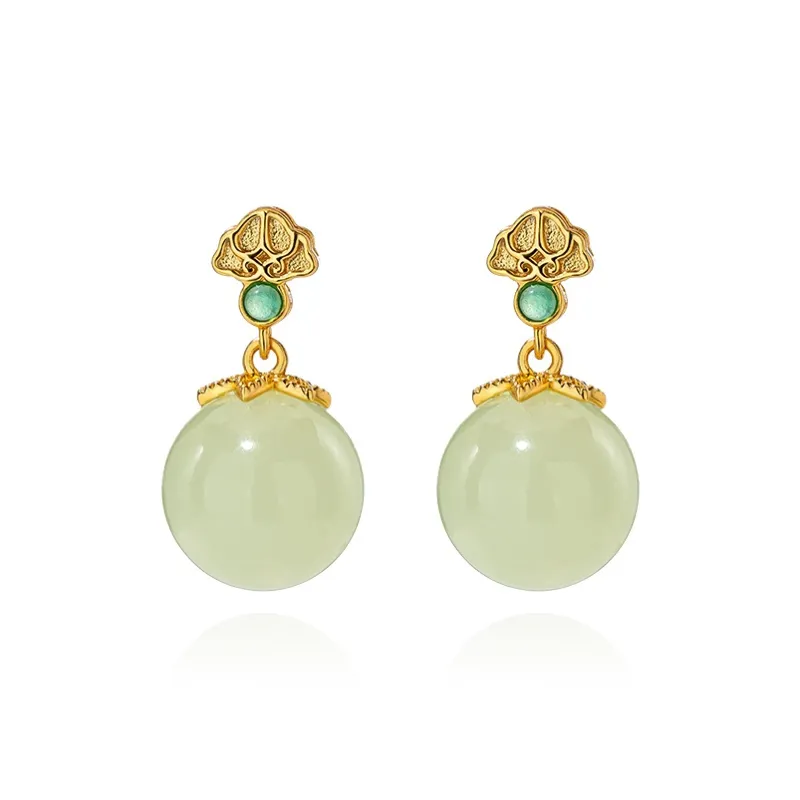 Encounter Gift Earrings Pale Greenish White Jade Women's-0