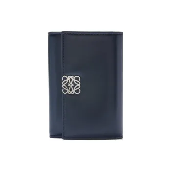 LOEWE Shiny Nappa Lambskin Wallet Small Size Women's Dark Marine Blue