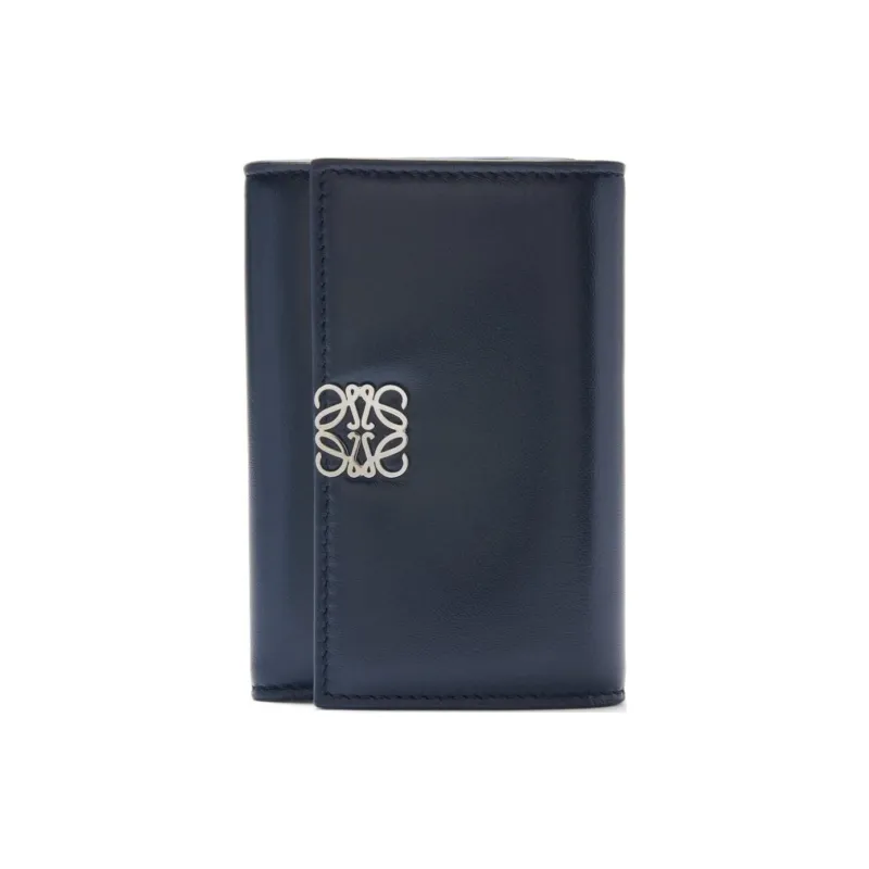 LOEWE Shiny Nappa Lambskin Wallet Small Size Women's Dark Marine Blue-0