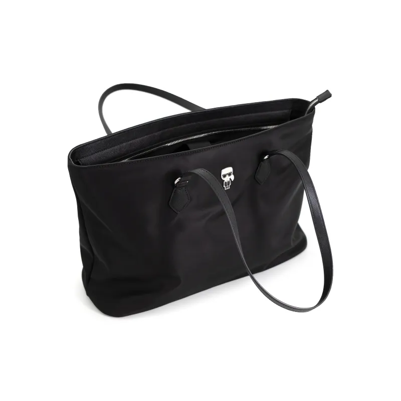 KARL LAGERFELD Top Grain Cow Leather One Shoulder Handbag Women's Black-4