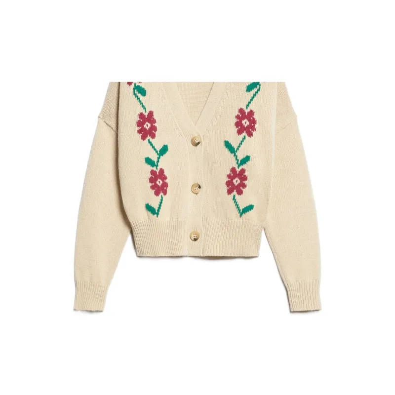 WEEKEND MaxMara Floral Patterned V Neck Cardigan-5