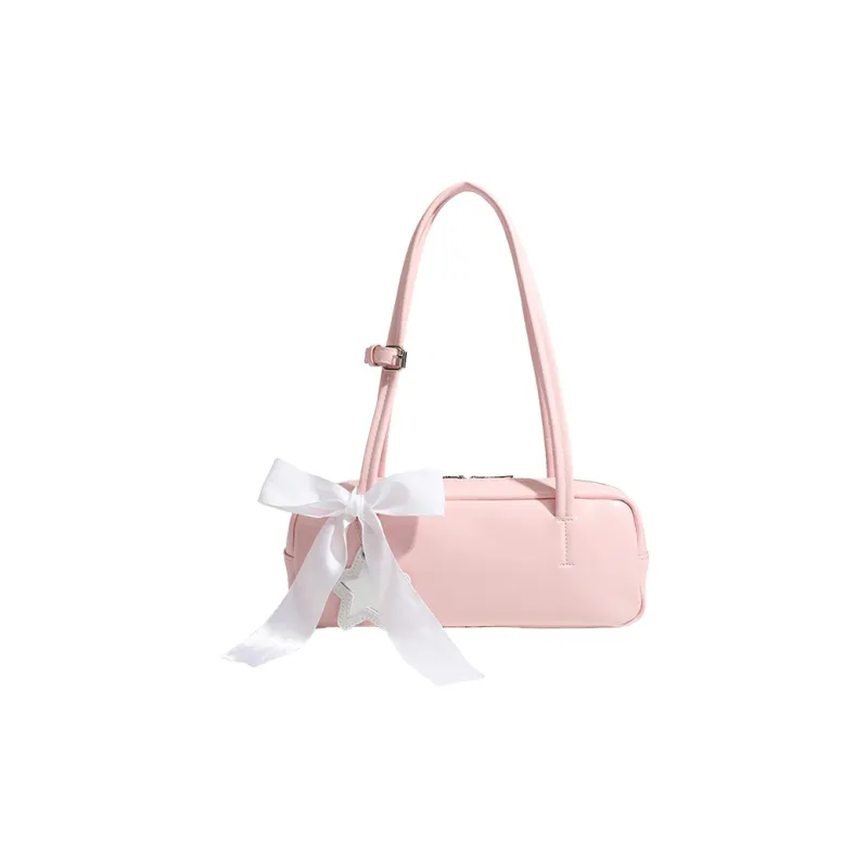 MARKANGARO Synthetic Leather Bowling Bag Shoulder Bag Women's Black/White/Pink-13