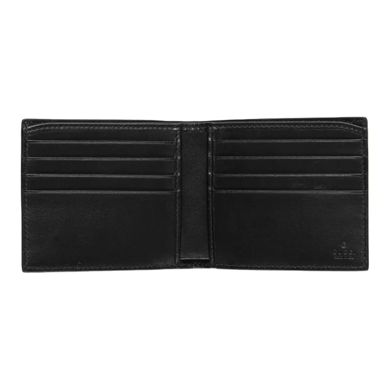 GUCCI Grained Leather Wallet Large Size Men's Dark Gray & Black-3