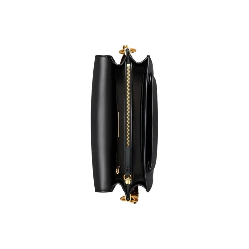 TORY BURCH Robinson Cow Leather Trunk Bag, Crossbody Bag, One Shoulder Handbag Women's Black/Black Gold-3