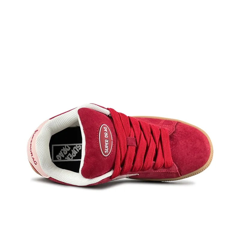 LuzaoT SUPER DRAG Anti Slip Wear Resistant Low Top Skateboard Shoes Women's Angora Red-3
