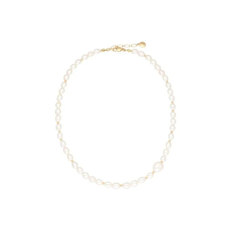 Rita Monica Brass Pearl Necklaces Women's White-0