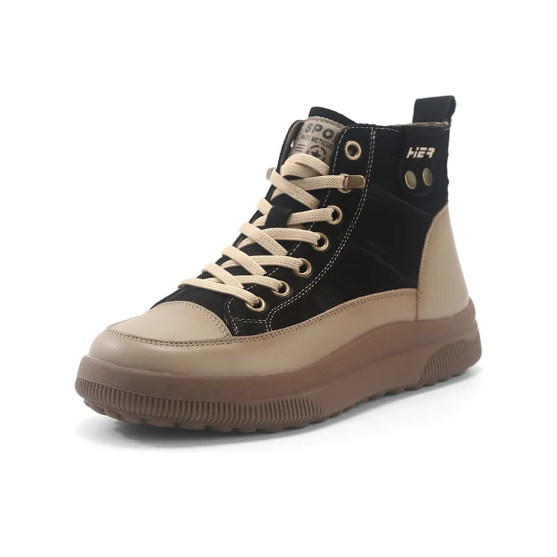 TOM TAILOR Cool Black Brown Shadow Stylish Shoes Anti Slip Wear Resistant High Top Casual Shoes Women's-1