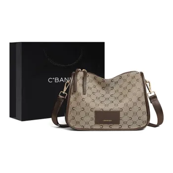 C°BANNER Fabric, Synthetic Leather One Shoulder Crossbody Pillow Bag Tubas Women's Khaki