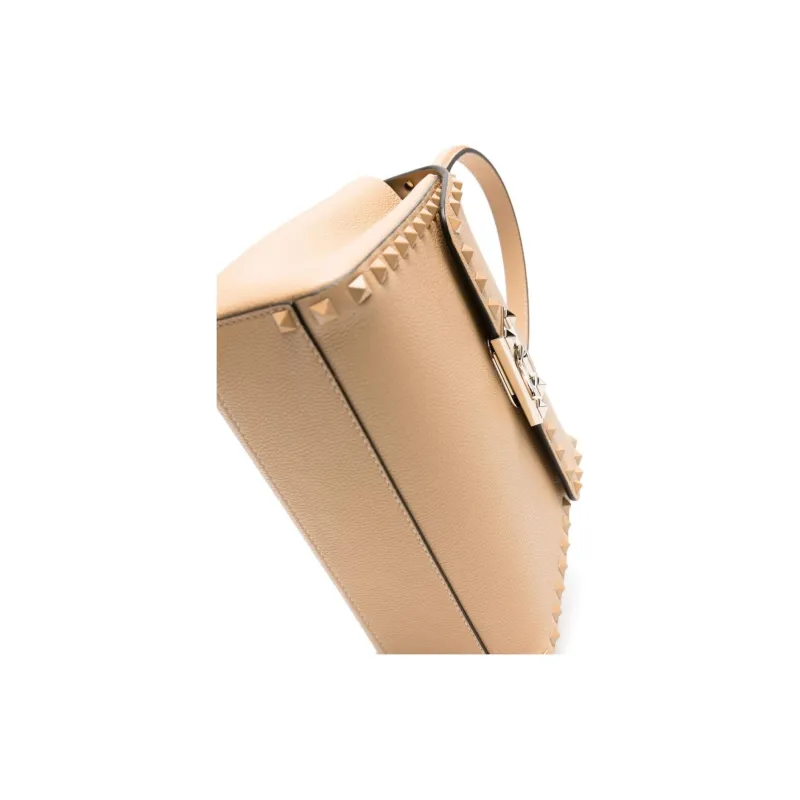 Valentino Rockstud Cow Leather Shoulder Bag, Crossbody Bag, Handbag Women's Light Umber-2