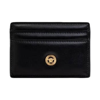 VERSACE Leather Card Holder Men's Black