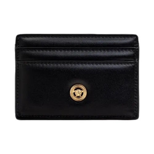 VERSACE Leather Card Holder Men's Black