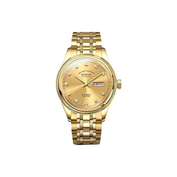 BORMAN Mechanical Movement Stainless Steel Watchband Watch Men's Watches Gold Dial
