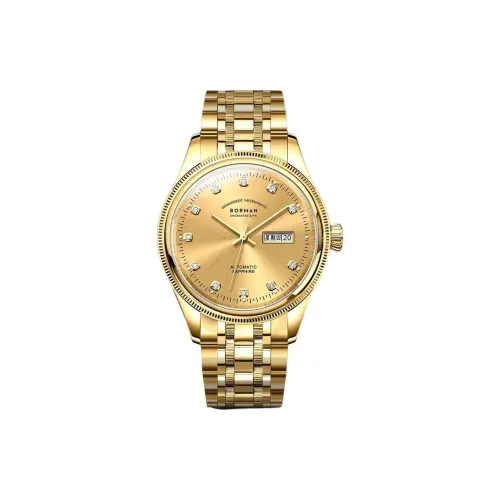 BORMAN Mechanical Movement Stainless Steel Watchband Watch Men's Watches Gold Dial