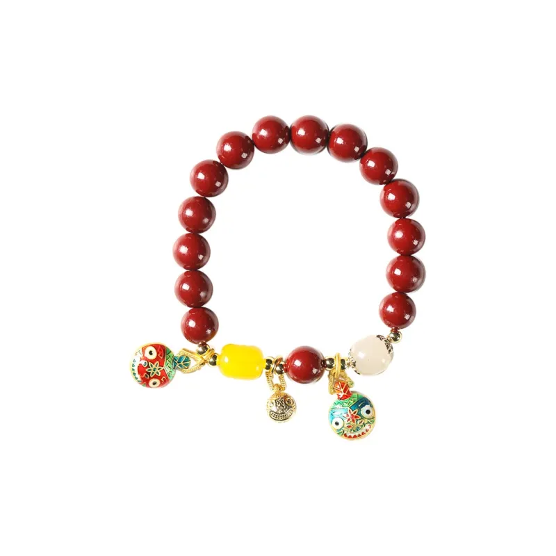 Ryukyu Reconstructed Cinnabar Jade Bracelets Unisex-5