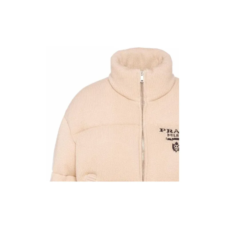 PRADA Logo detail Cashmere Padded Jacket-5