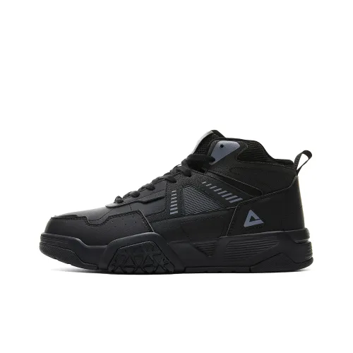 PEAK Rebound Height Increasing Wear Resistant Slip Resistant High Top Casual Shoes Unisex Black Paloma Gray