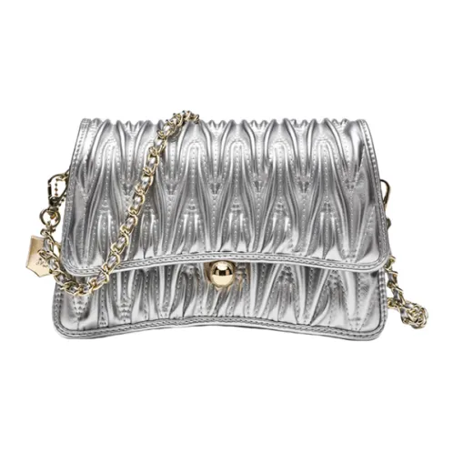 OCTSUI Cow Leather Shoulder Bag Regular Women's Ecru Black/Crystal Pink/Silver-19