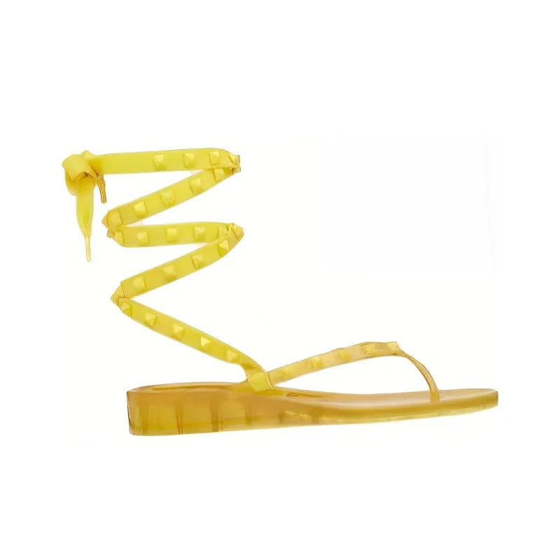 Valentino Rockstud One Strap Sandals Women's Yellow-2