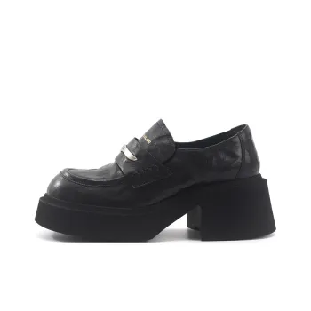 TOM TAILOR Cool Shiny Black Trendy Shoes Loafers 6.5cm Women's Black