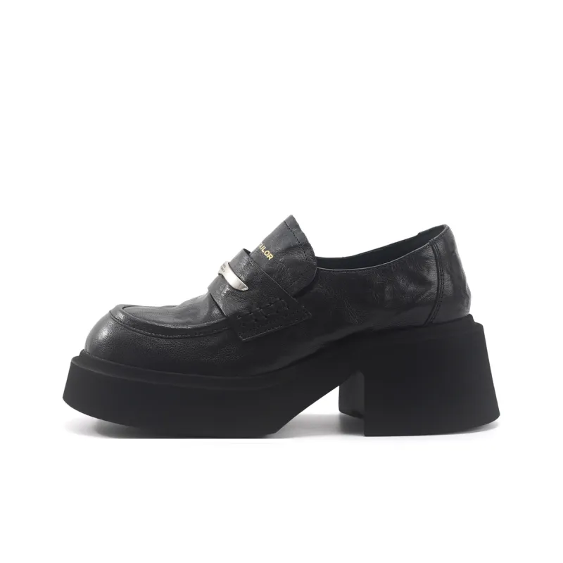 TOM TAILOR Cool Shiny Black Trendy Shoes Loafers 6.5cm Women's Black-0