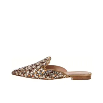 ALBERTA FERRETTI Geometric-design Mirrored-finish Slippers