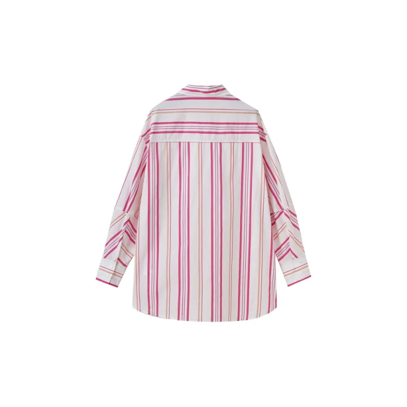 SHUIYUNJIAN Shirt Women's Rose Red Stripes-1