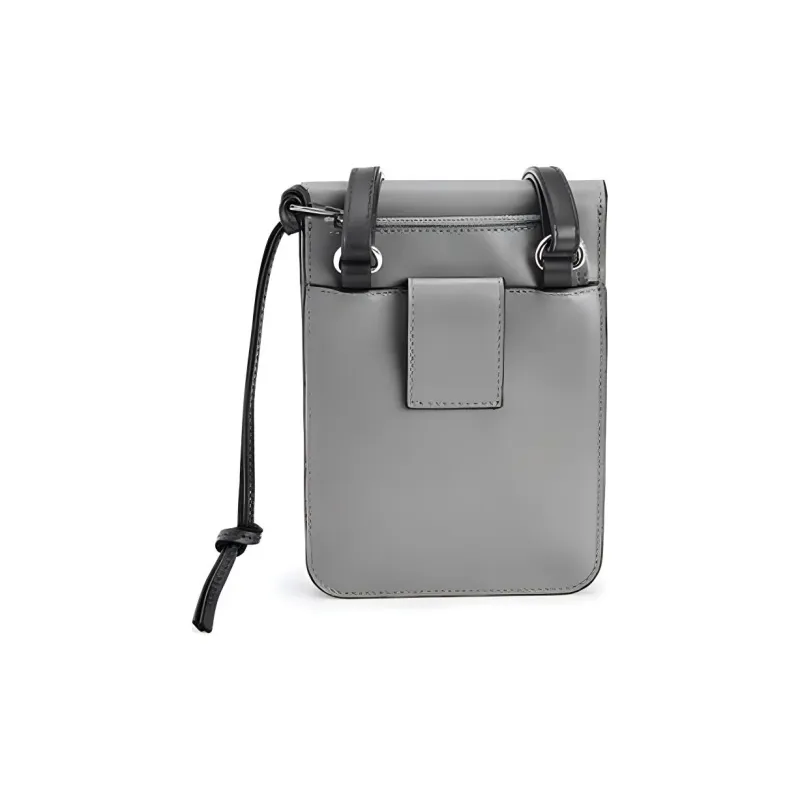 LOEWE Gusset Smooth Calf Leather Shoulder Bag Crossbody Bag Men's Gray-1