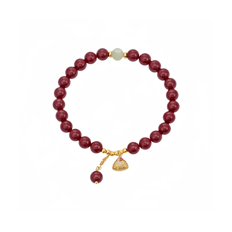 YUGONGYUAN Reconstructed Cinnabar Bracelets Unisex-0