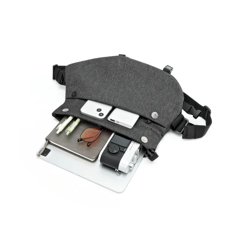 Kawasaki Polyester Messenger Bag Backpack Fanny Pack Regular Men's Gray Black/Frosted Black-4