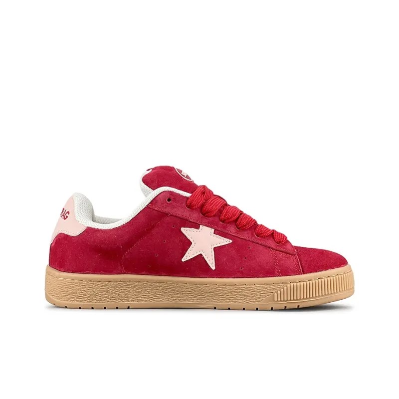 LuzaoT SUPER DRAG Anti Slip Wear Resistant Low Top Skateboard Shoes Women's Angora Red-1
