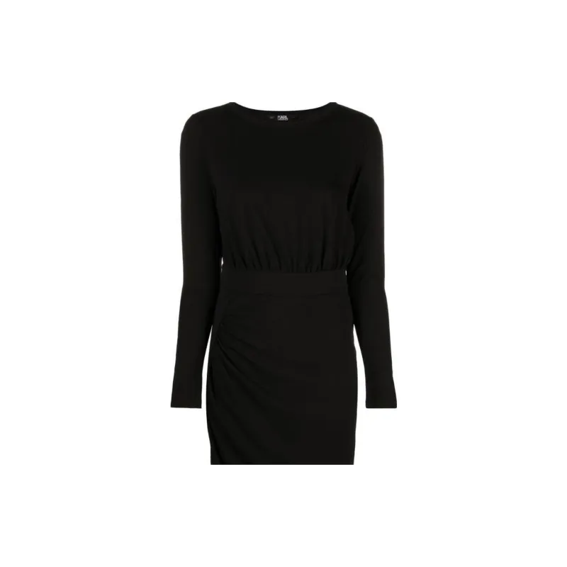 Karl Lagerfeld Logo embroidered Long sleeve Jersey Dress-4