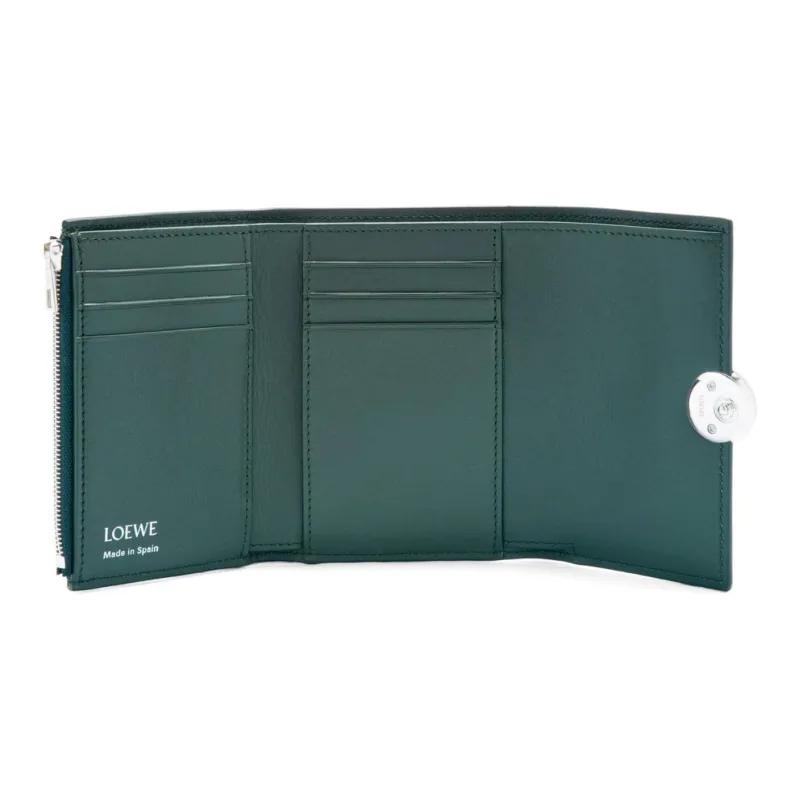 LOEWE Shiny Nappa Calfskin Wallet Small Size Women's Dark Forest Green-2
