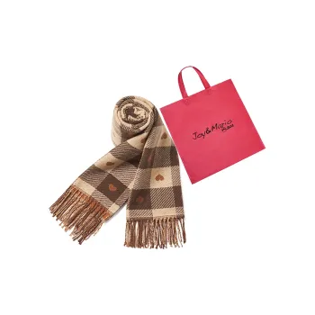 Joy&Mario Heart Plaid Warm Versatile Textured Fashion Trend Students' High Value Commute Unisex Coffee/Black Gray
