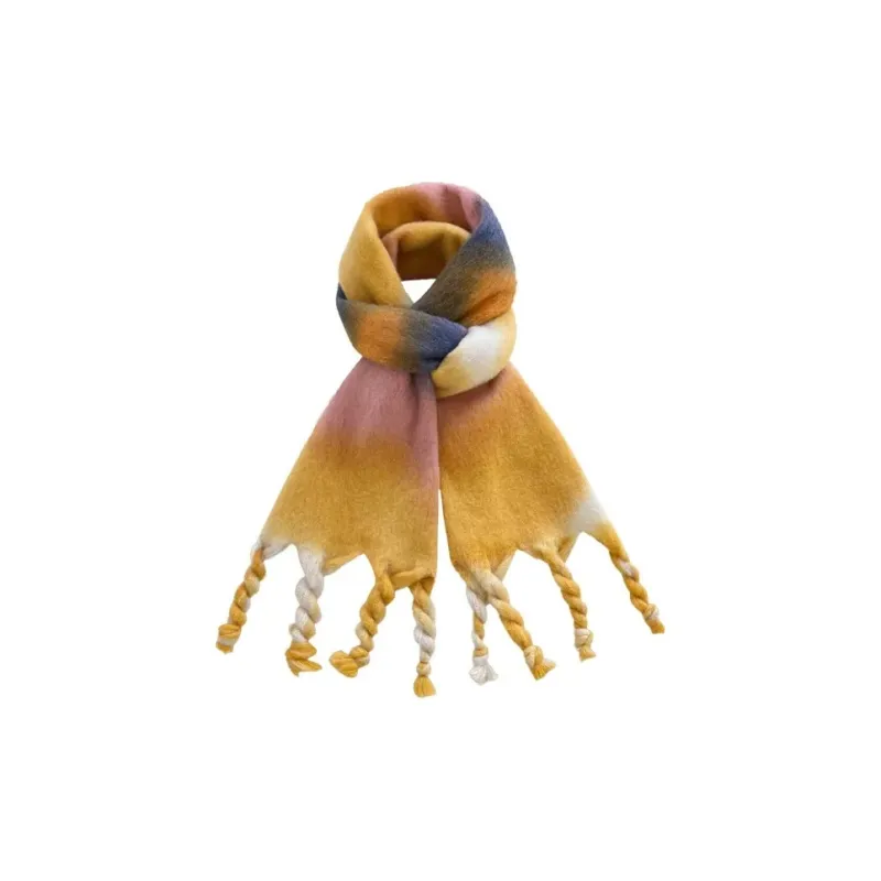 PISHUSHU Acrylic Knit Scarves Unisex Pink Series Yellow Series Brown Series-2