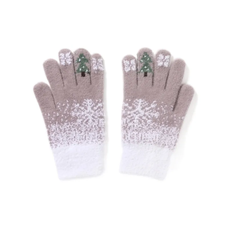 FREE RABBITⅡ Warm And Touch Sensitive Thickened Fleece Lined Knitted Fabric Knit Gloves Unisex-6