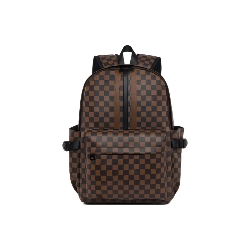 Yalu PU Backpack Tubas Unisex Black/Dark Brown-3