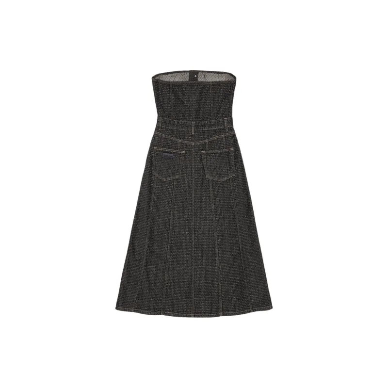 GANNI Fluffy Denim Midi Dress-1