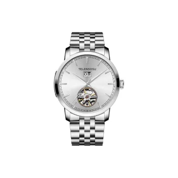 TELENSOSU Automatic Mechanical Movement Stainless Steel Watchband Watch Men's Watches Silver Dial